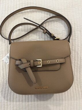 Michael Kors Emilia Small Saddle Flap Crossbody Husk NWT
